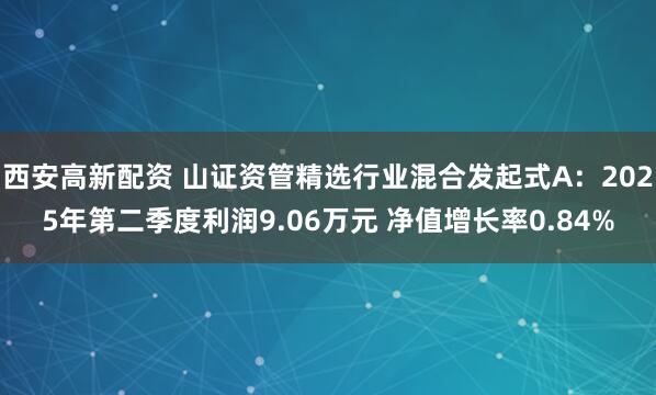 西安高新配资 山证资管精选行业混合发起式A：2025年第二季度利润9.06万元 净值增长率0.84%